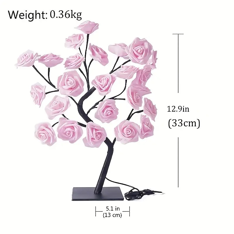 2026年 母の日 バラの花の木ランプ 24個のバラのテーブルライト USBプラグランプ 結婚式 パーティー装飾 ナイトライト  コレクション – kr.220 –P7