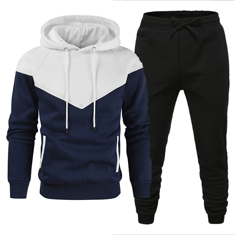 Men's Tracksuit Gym Shirt GYM Pants Workout Outfits Hooded Sports & Outdoor Daily Holiday Quick Dry Soft Color Block Black White Yellow Polyester Activewear Streetwear Sport Fall & Winter 2026 - $32.99 –P3