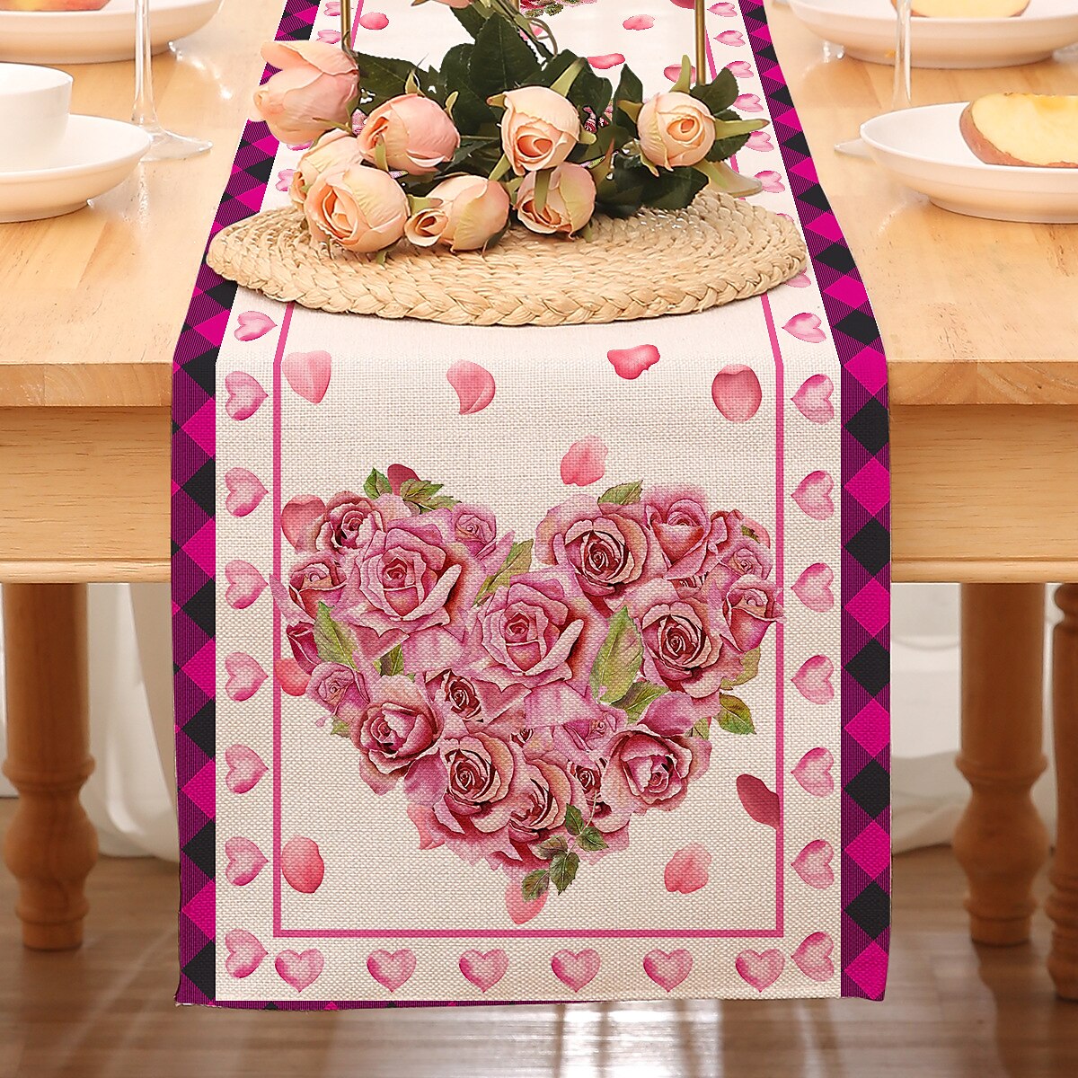 Valentines Day Table Runner Holiday Table Runner Seasonal Farmhouse Burlap Table Cloth for Wedding Anniversary Home Kitchen Dinner Table Party Decor 2025 - $7.49 –P15