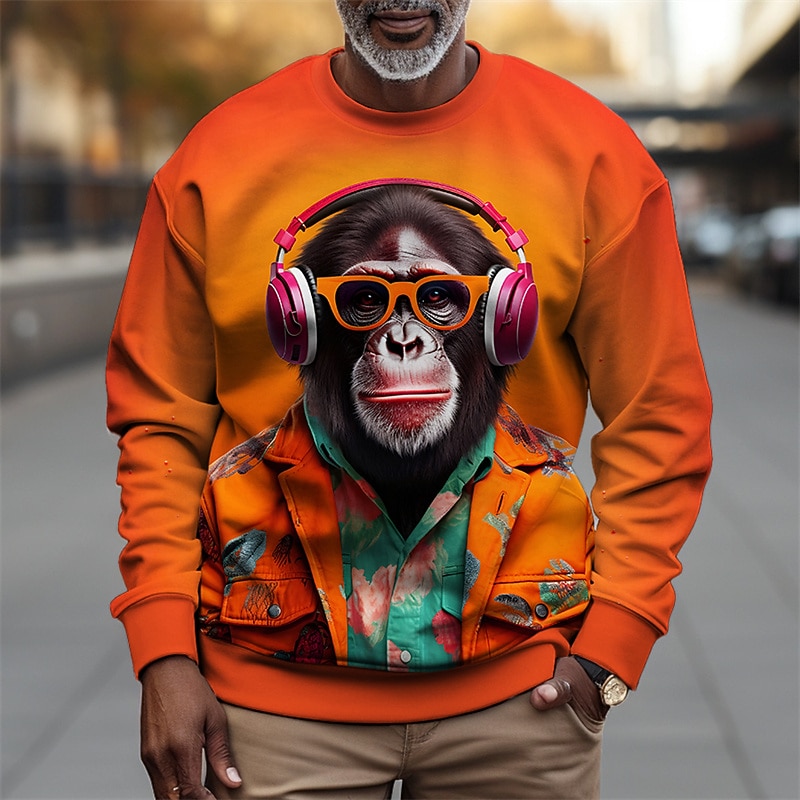 Per uomo Grafico Orangutan Felpe Felpa da golf Manica Lunga Felpa Girocollo Moda Quotidiano Casual Stampa 3D Vacanza Ferie Uscire Stampato Primavera & Autunno del 2026 a $30.99 –P2