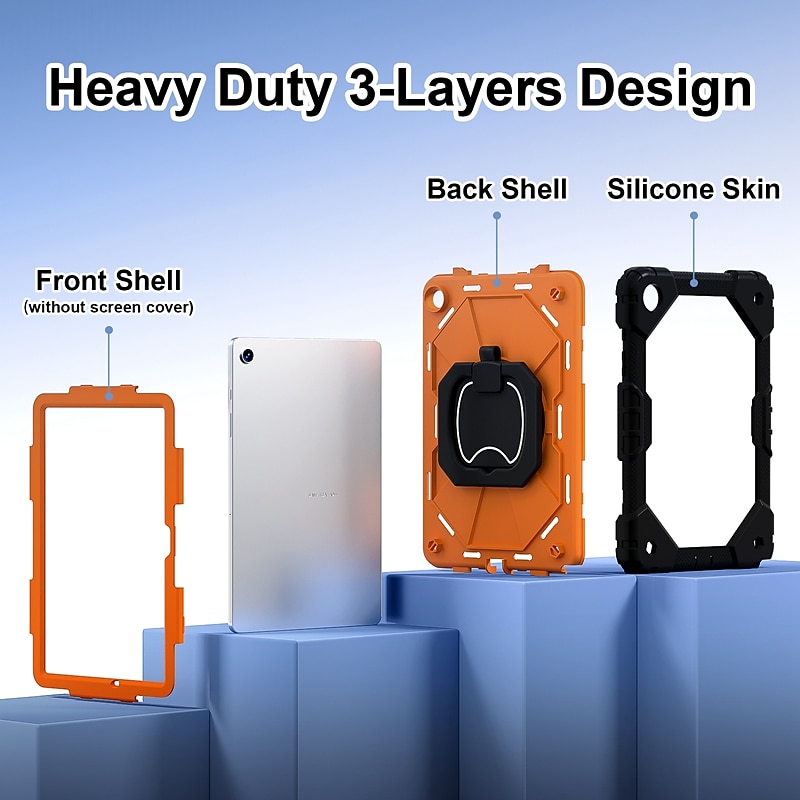 Tablet Case Cover For Samsung Galaxy Tab A9 8.7" A8 10.5'' A9 Plus 11" Handle 360° Rotation Shoulder Strap Armor PC Silicone 2025 - $29.99 –P4