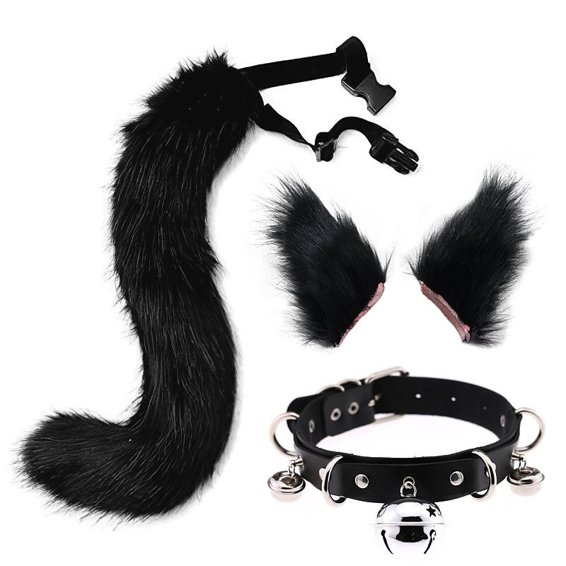 Simulated Plush Beast Ears Halloween Set Beast Tail Jewelry Cos Fox Ear Hair Clip Mantra Exhibition Prop Accessories 2025 - $29.99 –P6