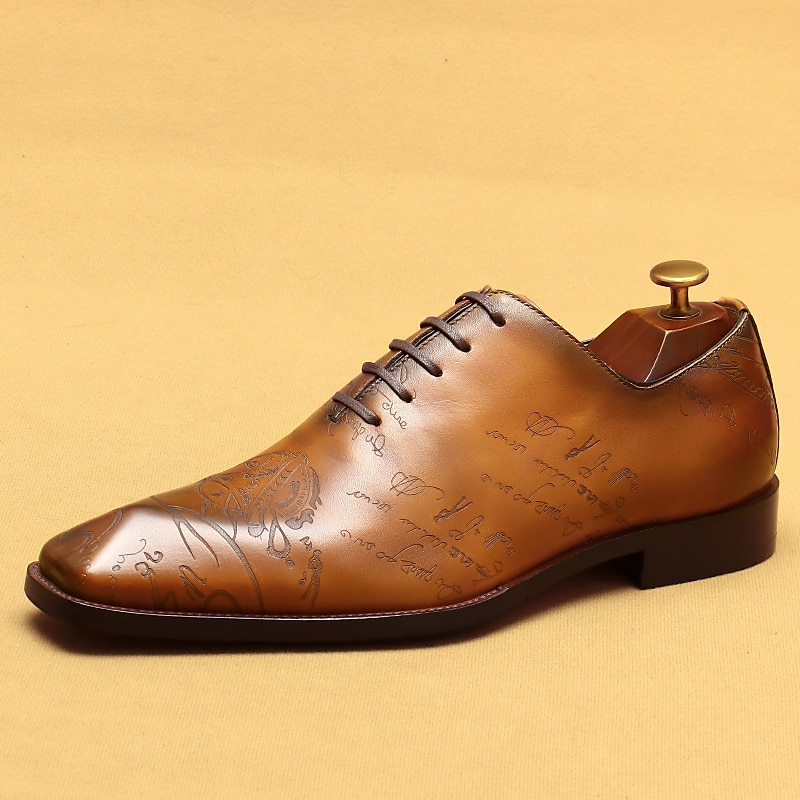 Men's Oxfords Retro Formal Shoes Brogue Dress Shoes Walking Vintage Business Classic Office & Career Party & Evening Leather Italian full-grain calfskin Massage Height Increasing Comfortable Lace-up 2023 - AED 432 –P6