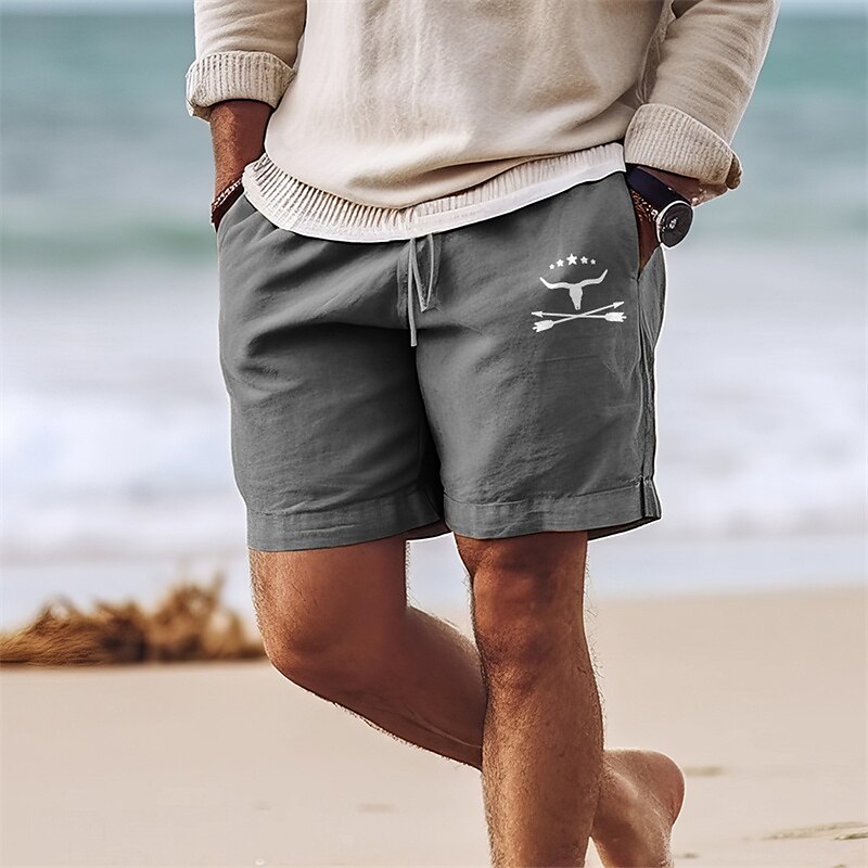 Men's Cow Shorts Summer Shorts Beach Shorts Mid Waist Hawaiian Casual Outdoor Holiday Going out Drawstring Elastic Waist Print Designer Clothing Apparel 2025 - $23.99 –P3