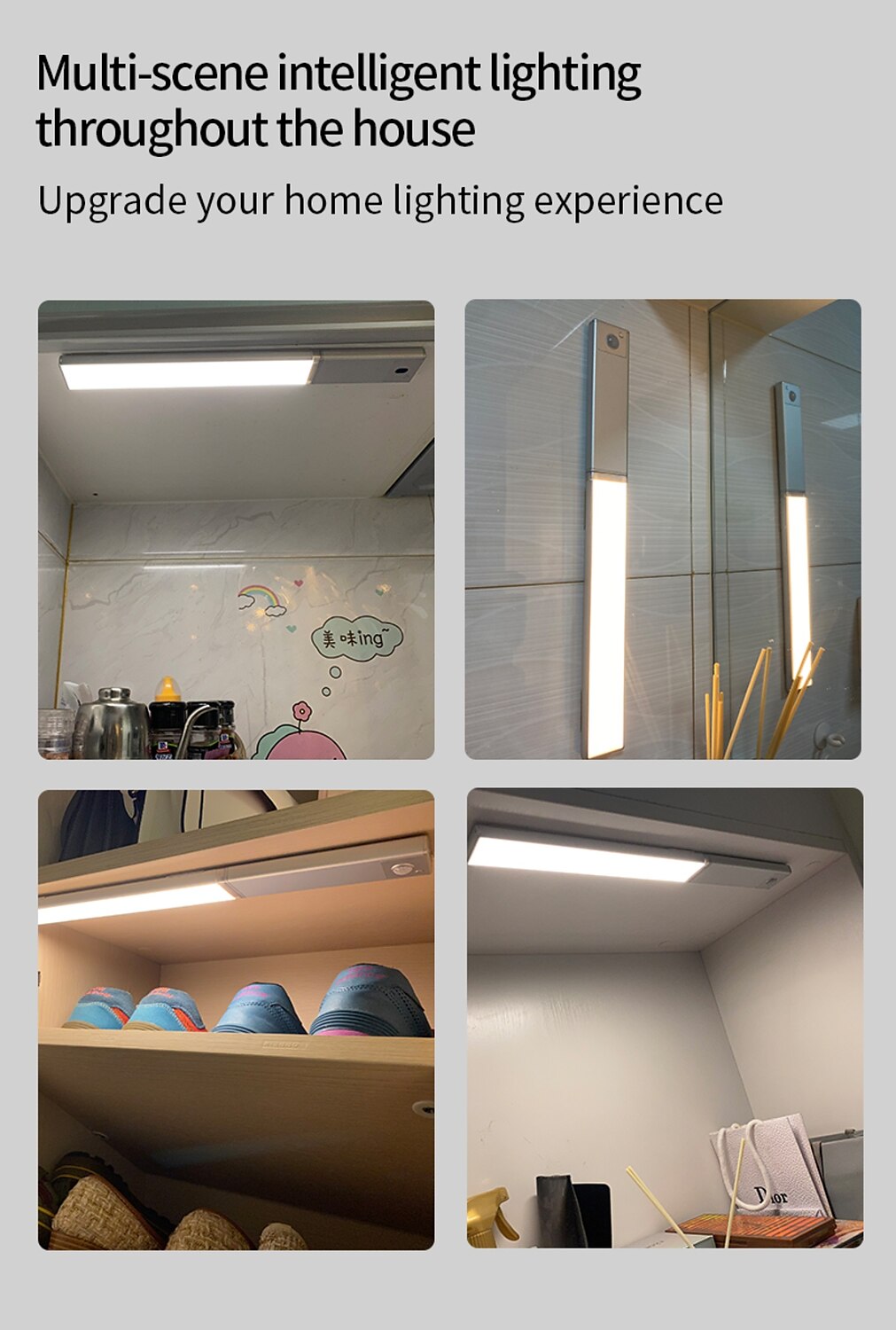 Light In The Box LED Motion Sensor Cabinet Light with Detachable Under Counter Light Automatic Sensored Bright Wireless Battery Operated for Bedroom Wardrobe Stairs Kitchen 2025 - $32.99 –P17