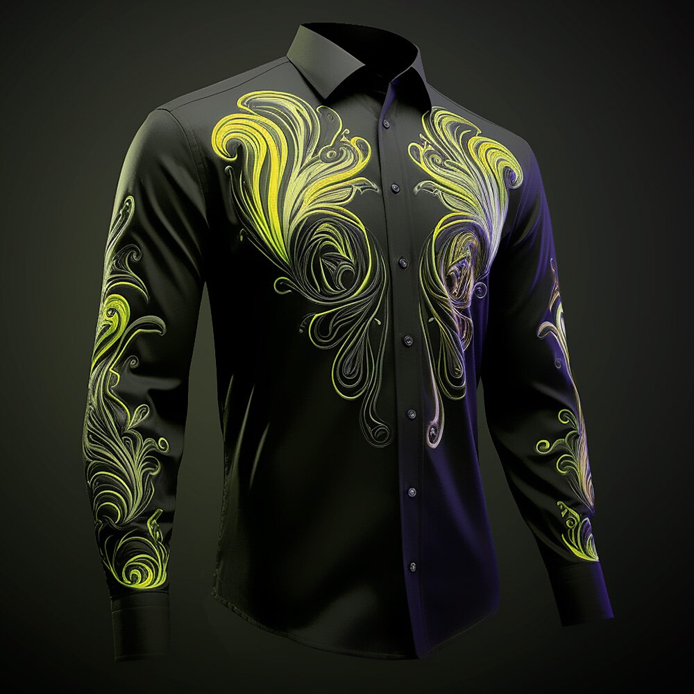 Per uomo Geometrica Fiamma Camicia Camicia con bottoni Manica lunga Artistico Da tutti i giorni Per uscire Autunno inverno Collo ripiegabile Stampa Bottone giù Grigio - viola Blu Viola Arancione del 2025 a $26.99 –P5