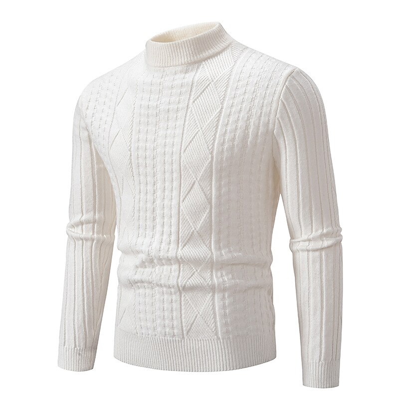 Men's Pullover Sweater Jumper Knit Sweater Ribbed Cable Knit Regular Knitted Plain Crew Neck Keep Warm Modern Contemporary Daily Wear Going out Clothing Apparel Fall Winter Black Red S M L 2025 - $32.99 –P5