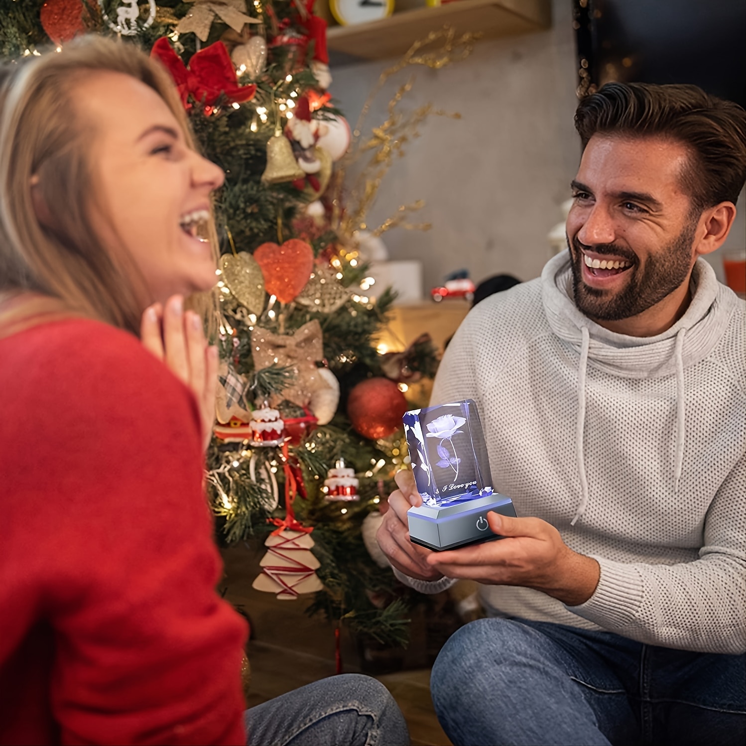 1 szt. 3D różowa kryształowa kula z kolorową lampką LED, romantyczna lampka nocna z różami „Kocham cię”, Boże Narodzenie w Święto Dziękczynienia, dzień matki, prezenty urodzinowe dla dziewczyny, żony, 2025 - $26.99 –P6