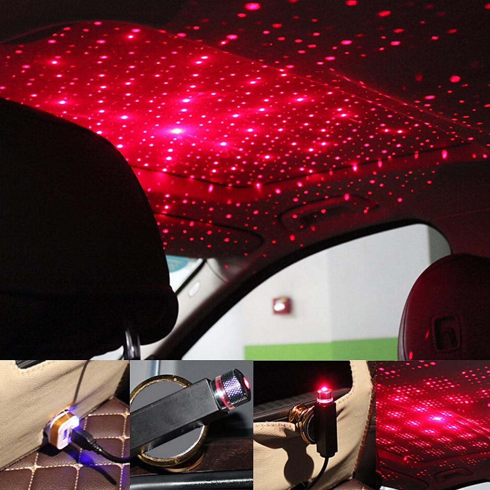 Car Roof Star Night Light Portable Adjustable USB Flexible Interior LED Show Romantic Atmosphere Star Night Projector for CarsBedroomsPartiesetc (Red/Purple) 2025 - $8.49 –P3