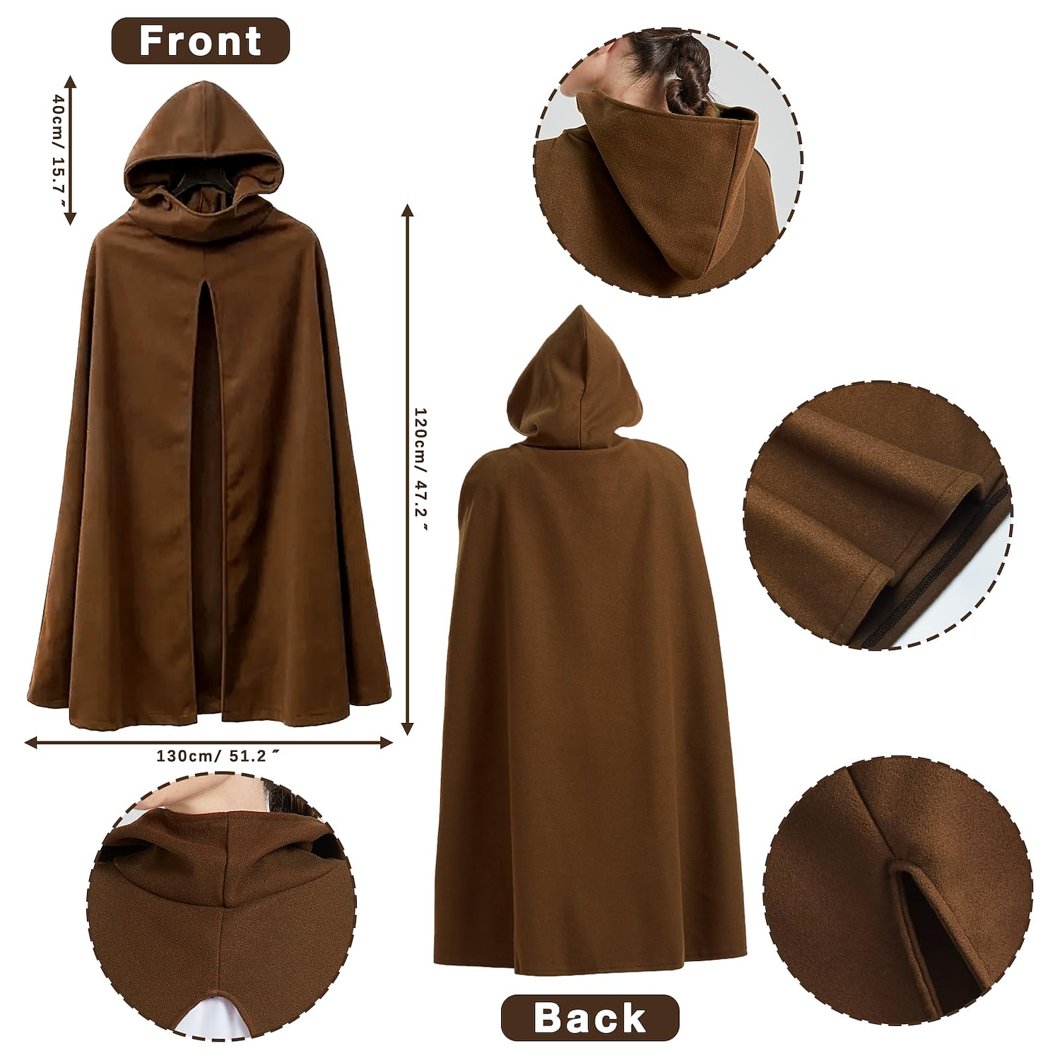 Retro / vintage Kostymer i middelalderstil Renessanse Kappe hette kappe Sjale Viking Ranger Elven Helfarge Kostyme Herre Dame Keltisk Viking fantasi Halloween Karneval Karneval Ytelse Halloween Voksne 2025 - $53.99 –P6