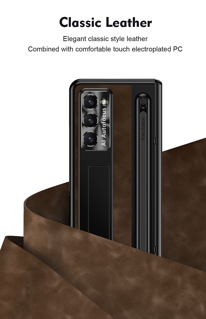 Phone Case For Samsung Galaxy Z Fold 7 Z Fold 6 Z Fold 5 Z Fold 4 Back Cover with Screen Protector Full Body Protective Camera Lens Protector Retro Armor PC PU Leather 2025 - $35.99 –P2