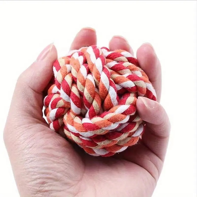 2pc Radom Color Rope Knot Ball Dog Chew Toy Dog Grinding Teeth Training Interactive Chew Toy For Boredom Relief 2025 - $22.99 –P5