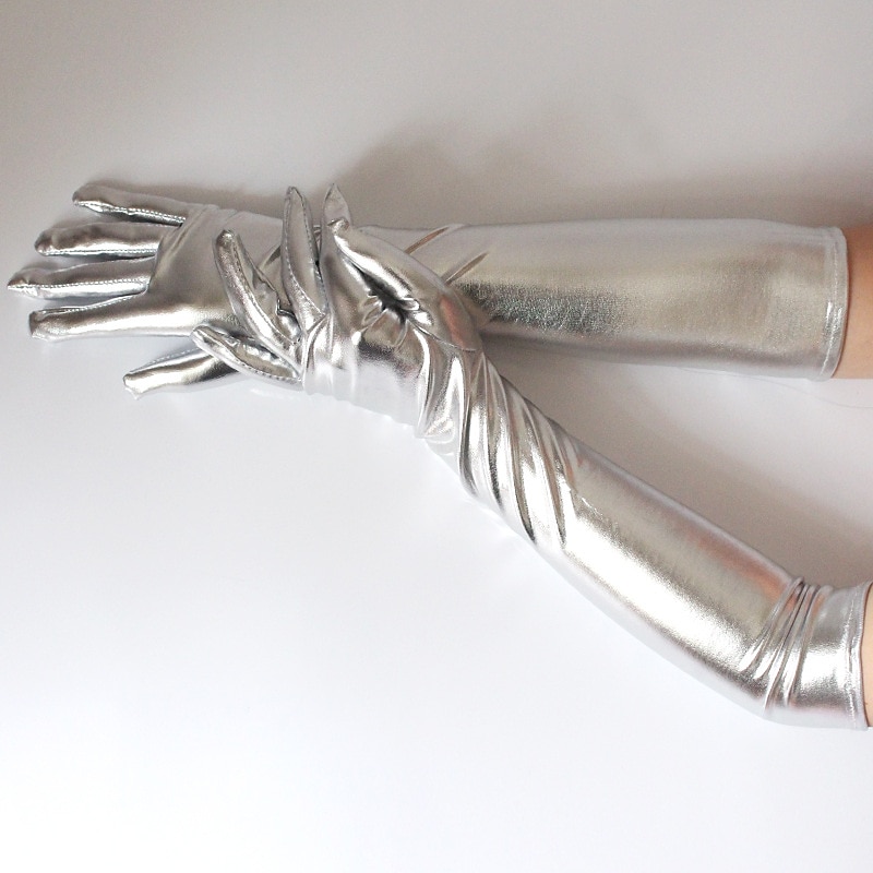Guantes largos de cuero sintético guantes sexys guantes largos de cuero brillante dorado y plateado guantes de actuación en escenario con tubo de acero regalo de Navidad 2026 - $13.99 –P3