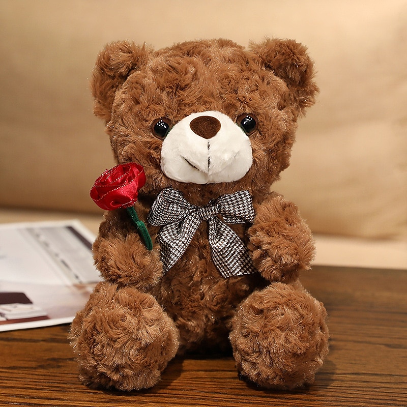 Women's Day Gifts Evlooe Bear Stuffed Animal Plush Toy for Valentine Day Cute 9.8 Teddy Bear Plushie with Rose Soft Small Cuddly Bear Toy Gifts for Girlfriend Boyfriend Mother's Day Gifts for MoM 2025 - $20.99 –P13