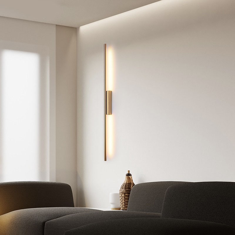 svart led vägglampa modern metall linjär väggmonterad lampa inomhus led vägglampa belysning lång remsa design inomhus vägglampa för vardagsrum sovrum veranda hall badrum sängkant 2025 - $119.99 –P5