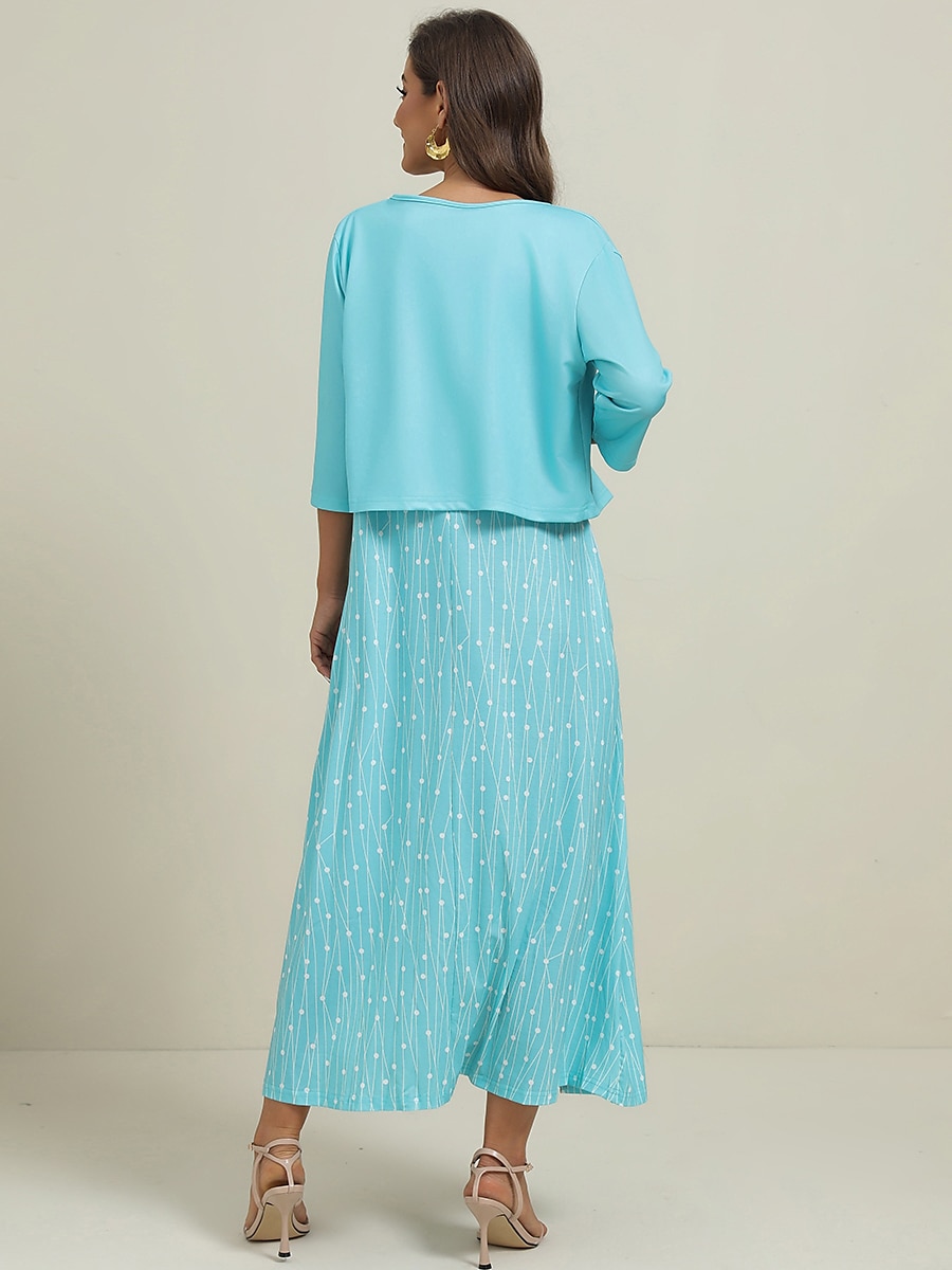 Rochie Midi pentru Femei Set Rochie în Două Părți Rochie Casual Rochie de Invitat la Nuntă Rochie Tank Elegant Geometric Puncte Buzunar Imprimat Manșon Scurt Guler în V Petrecere de Zi cu Zi Roz 2025 - $41.99 –P2