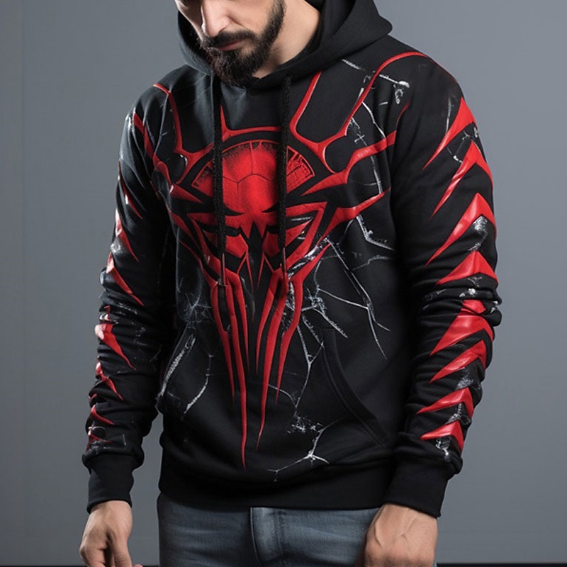 Homens Gráfico Diabo Moletom Moletons Moletom Manga Longa Moletom com capuz Com Capuz Moda Impressão 3D Esportes Feriado Férias Vermelho Vermelho Escuro Imprimir Bolso frontal Primavera & Outono de 2025 por $31.99 –P1