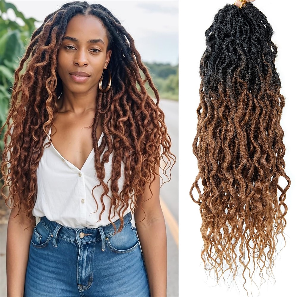Faux Locs Crochet Hair For Black Women Soft Locs 24 Inch Goddess Crochet Hair Curly Ends Dreadlocks Boho Style Synthetic Braiding Hair Extensions 2025 - $58.99 –P9