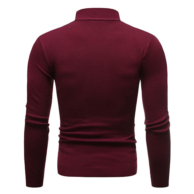 Pánské Pulovrový svetr Pletený svetr Rýhovaný Plést Standardní Pletený Bez vzoru Mock Neck Základní Zahřívací Denní nošení Jdeme ven Oblečení Podzim Zima Fialová Černá M L XL 2026 - $18.99 –P5