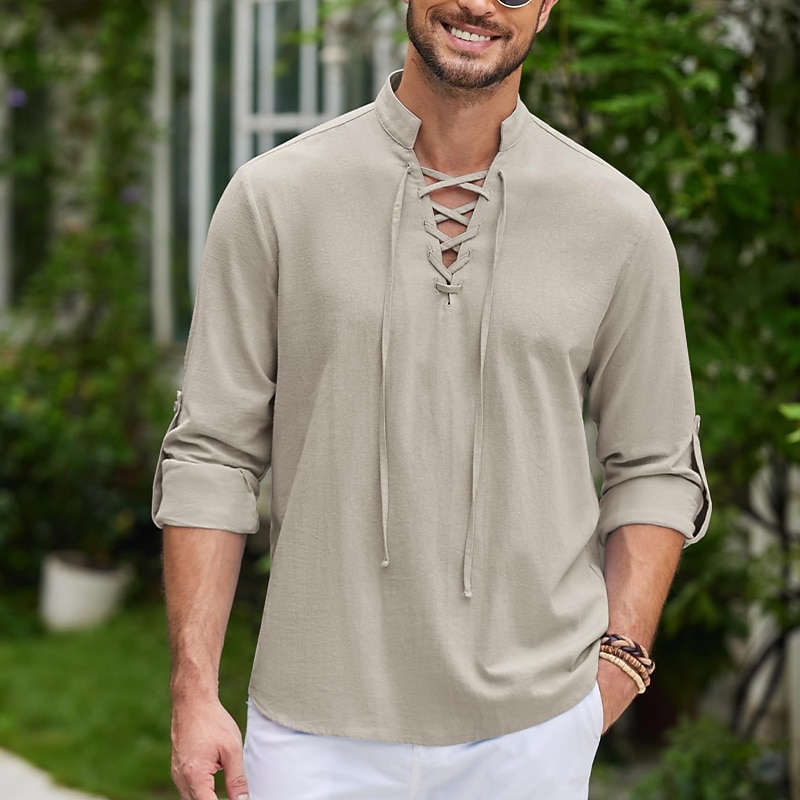 Medieval Renaissance 17th Century Medium Length Shirt Pirate Knight Ritter Viking Celtic Knight Lace Solid Colored Fancy Dress Men's Pirate Fantasy Halloween Masquerade Casual Daily Renaissance Fair 2026 - $25.99 –P3