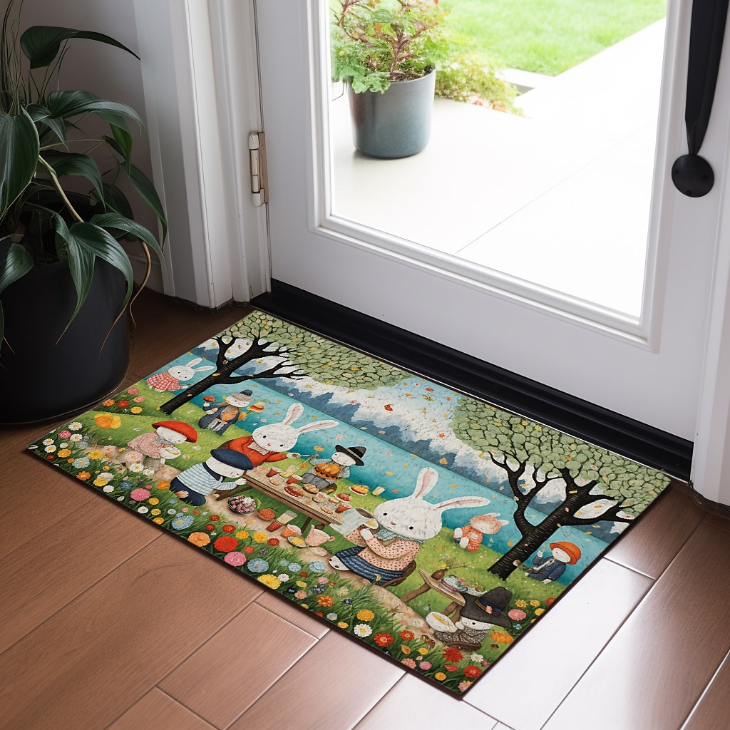 Painting Rabbits Doormat Floor Mats Washable Rugs Kitchen Mat Non-Slip Oil Proof Rug Indoor Outdoor Mat Bedroom Decor Bathroom Mat Entrance Rug 2025 - $16.99 –P2