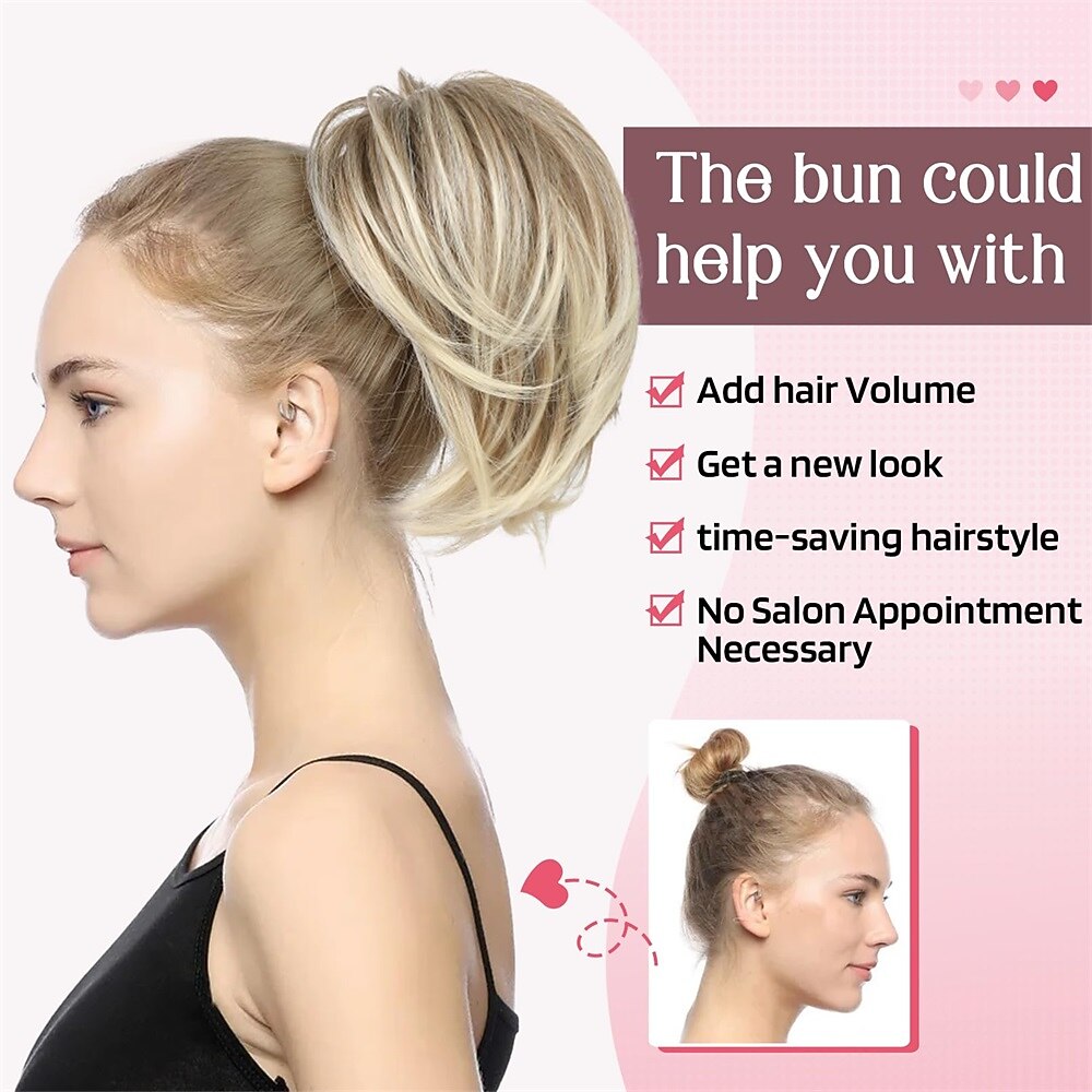 postiche chignon désordonné pince à griffes dans chignon cheveux raides extension de queue de cheval courte de 9 pouces avec morceaux de cheveux en fil métallique pliable pour femmes faux chignon de de 2025 ? $7.99 -P12