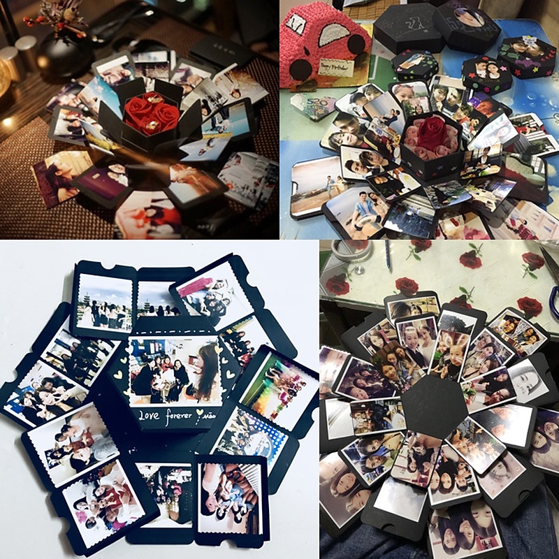 čtyřúhelníkové překvapení exploze box kutilství ruční práce kreativní fotoalbum pár dárek den valentýna 2025 - $19.99 –P3