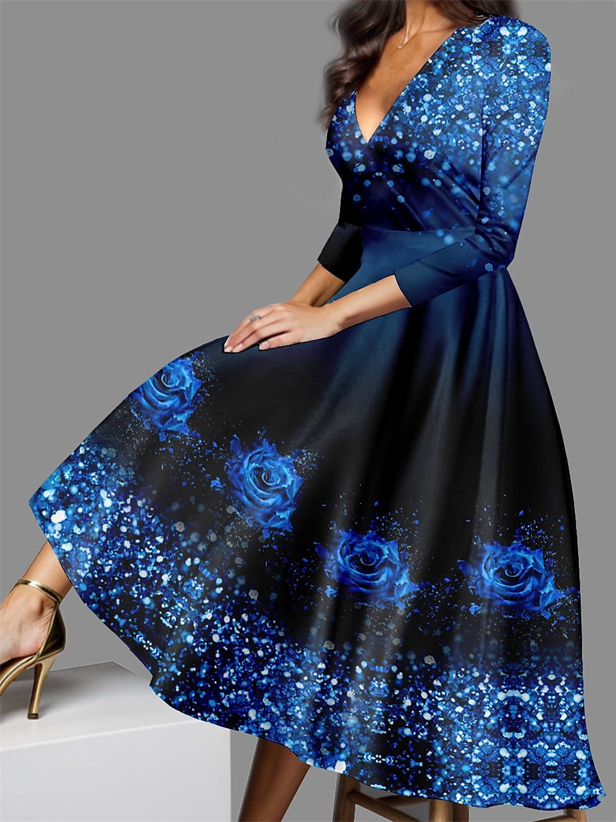 Rochie Midi pentru Femei de Valentine's Day Rochie Casual Rochie de Iarnă Rochie Tip Swing Rochie Semi-Formală Streetwear Rochie A Line Formală Vacanță Petrecere Ajustare Regulată Floral Mâneci 3/4 2025 - $8.39 –P3