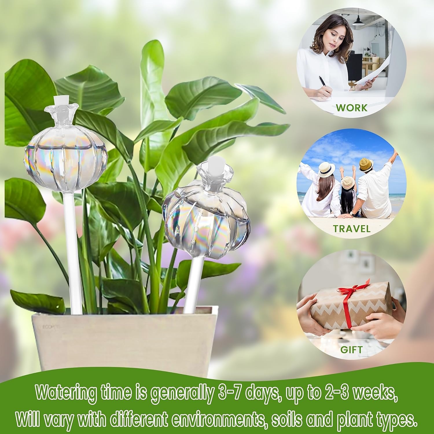 2 stuks plantenbewateringsbollen handgeblazen plantenbewateringsapparaten, zelfbewaterende globes bewateringsbollen voor kamerplanten cactusplanten bewateringsbollen 2025 - $15.49 –P7