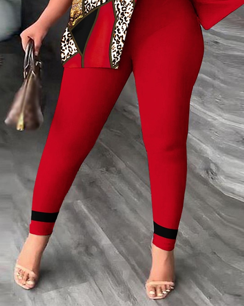 Femme Mode Chemise Ensembles de pantalons Pantalon Manche Courte Une Epaule Léopard Imprimer Casual Quotidien Jaune Rouge Bleu Printemps été Standard de 2025 ? $32.99 –P6