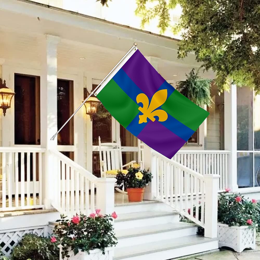 Mardi Gras carnaval stâlp steag în aer liber terasa grădină steaguri paradă banner decor rechizite petrecere 2025 - $13.99 -P2