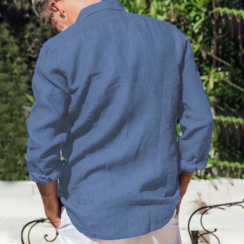 Men's Shirt Linen Shirt Summer Shirt Beach Shirt White Blue Brown Long  Sleeve Plain Hooded Spring & Summer Casual Daily Clothing Apparel 2024 -  $28.99