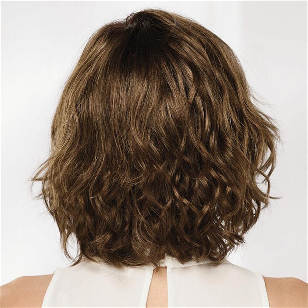 Synthetische Perücken Locken Mit Pony Maschinell gefertigt Perücke Kurz A1 Synthetische Haare Damen Weich Modisch Einfach zu tragen Dunkelbraun 2025 - $18.99 –P2