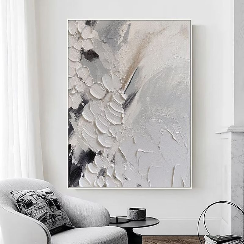 grijze en witte abstracte kunst handgemaakte olieverf op doek wabi sabi kunst aan de muur grijze minimalistische schilderkunst 3D getextureerde Acryl schilderij huis wand decor 2025 - $100.99 –P13