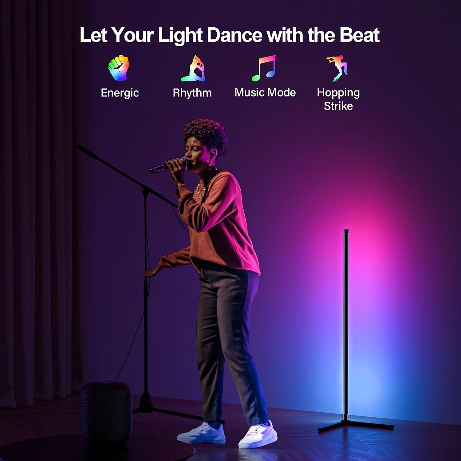 2025年 RGB LEDスマートライトイリュージョンフロアライトWiFi Bluetoothコーナーライト、音楽同期、音声検出、1.2m 74個のLEDビーズ、USB駆動、リビングルーム/寝室の雰囲気用  コレクション – $64.99 –P3