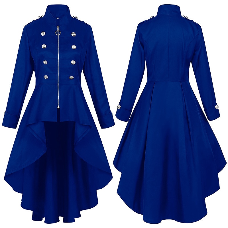 Retro Vintage Punk & Gothic Medieval Tailcoat Trench Coat Witch Cosplay Solid Colored Fancy Dress Women's Steampunk Walpurgis Night Halloween Carnival Masquerade Party / Evening LARP Adults' Coat 2026 - $48.99 –P9