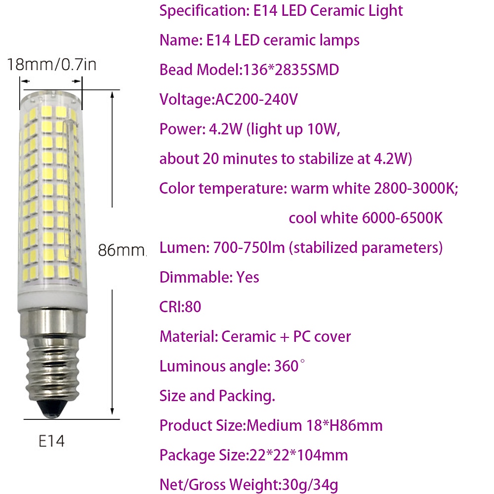 G9/E11/E12/E14E/BA15D LED Bulb 7W 3000K Warm White/6000K White 120V No-Flicker for Home Lighting Chandeliers Household Applications 700LM (2 Pack) 2025 - $29.99 –P2