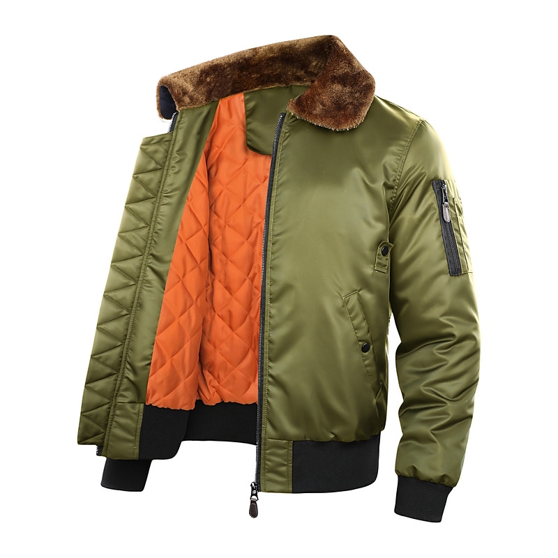 Homme Manteau d'hiver Bomber Veste Blouson Veste décontractée Extérieur Usage quotidien Chaud Poche Automne Hiver Plein Mode Vêtement de rue Revers Normal Noir Bleu Roi Vert Véronèse Veste de 2025 ? $72.99 –P3