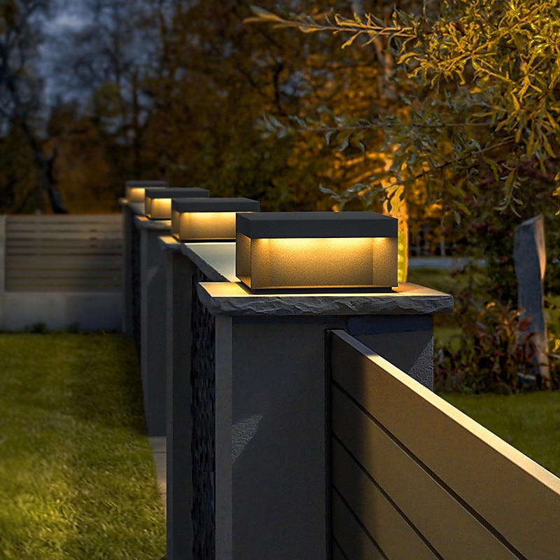 luci per pali esterni retro luci per recinzione a LED per esterni per patio decorazione del giardino luci per recinzione bianco caldo acciaio inossidabile nero pilastro esterno 110-240v del 2025 a $282.09 –P12