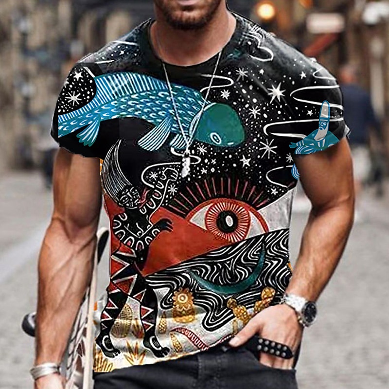 Herre Grafisk Stamme Skjorte T skjorte T-skjorter Kortermet T skjorte 3D-utskrift Crew-hals Skjorte Årgang Designer Etnisk stil Avslappet Daglig Helg A B C Sommer Klær Store størrelser S M L XL XXL 2025 - $17.99 –P2