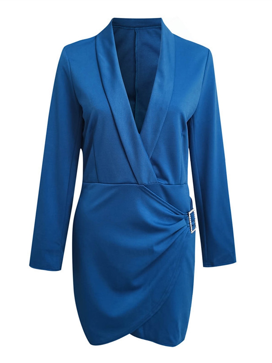 Női Party ruha Koktélruha Munkaruha Fodrozott Állógallér Hosszú ujj Mini ruha Előírásos Téli ruha Előírásos Fekete Fehér Tél 2025 - $41.99 –P3