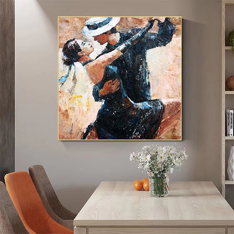 tango canvas väggkonst handmålad oljemålning romantik dans väggkonst romantik par väggkonst dans par canvas för heminredning utan ram 2025 - $116.99 –P7