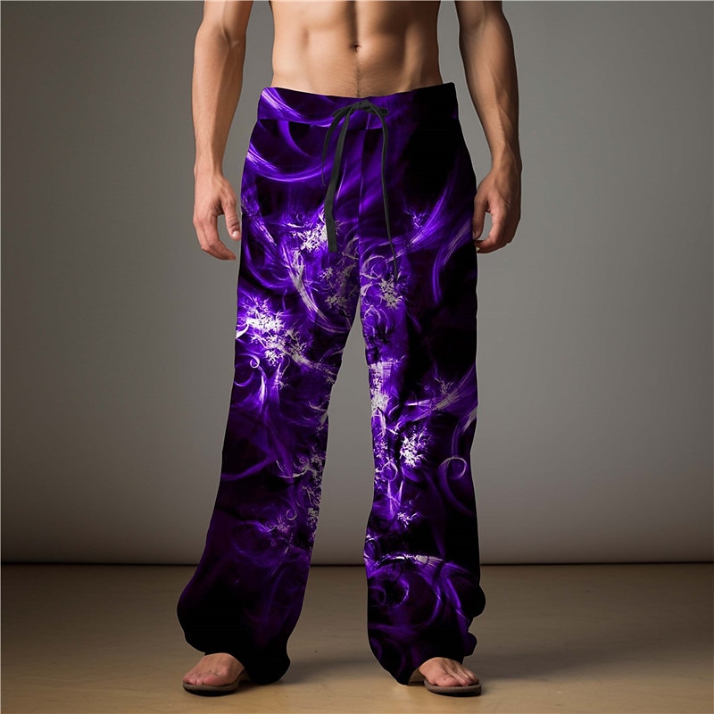 Flamme Abstrait Homme Impression 3D Pantalon Extérieur Usage quotidien Vêtement de rue Polyester Bleu Clair Jaune Rouge S M L Taille médiale Élasticité Pantalon de 2025 ? $27.99 –P6