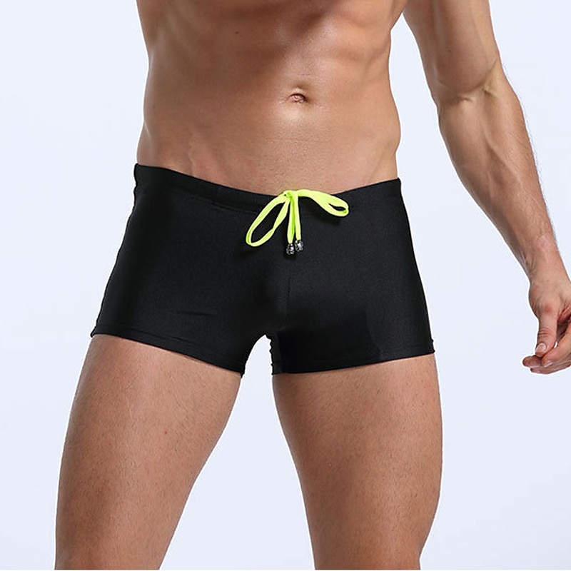 Men's Swim Trunks Swim Shorts Daily Beach Quick Dry Breathable Drawstring Elastic Waist Plain Short Sport Casual Activewear Black White Stretchy 2025 - $8.99 –P8