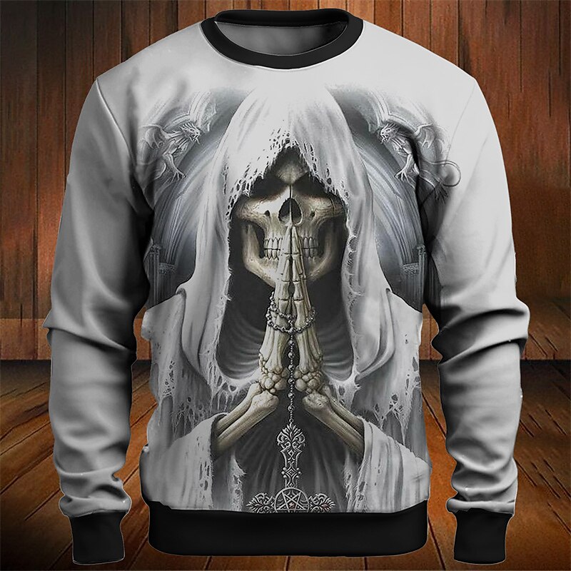 Per uomo Pop art Teschi Felpe Felpa pullover Manica lunga Felpa Girocollo Di tendenza Giornaliero Informale Stampa 3D Da mare Per eventi Per uscire Stampa Primavera & Autunno del 2025 a $29.99 –P1