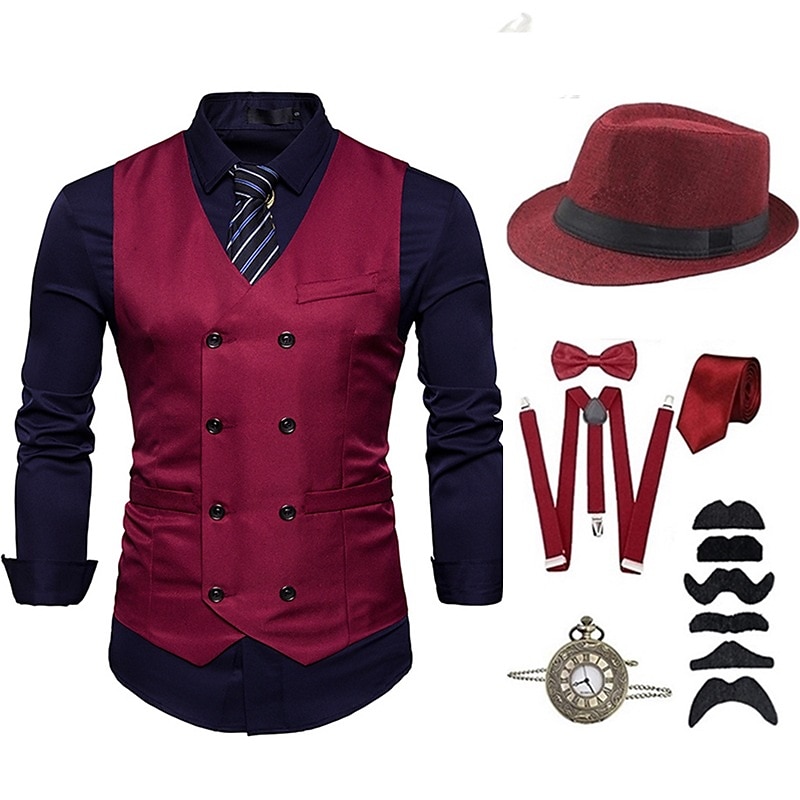 Retró Ordító 20-as évek 1920-as évek Felszerelések Öltönyök és blézerek A nagy Gatsby Úriember Jelmez Férfi Halloween Alkalmi / Napi Party / koktél Felnőttek Kalap Kötél Harisnyakötők Minden évszak 2025 - $58.99 –P4