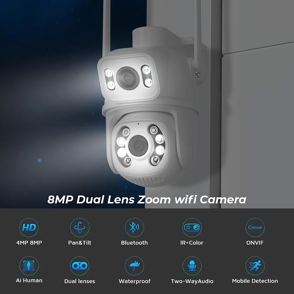 DIDSeth 8MP 4K Wifi PTZ Camera Dual-Lens Video Surveillance Protection Ai Human Monitor Night Vision Outdoor Security CCTV Cam 2025 - $71.99 –P10