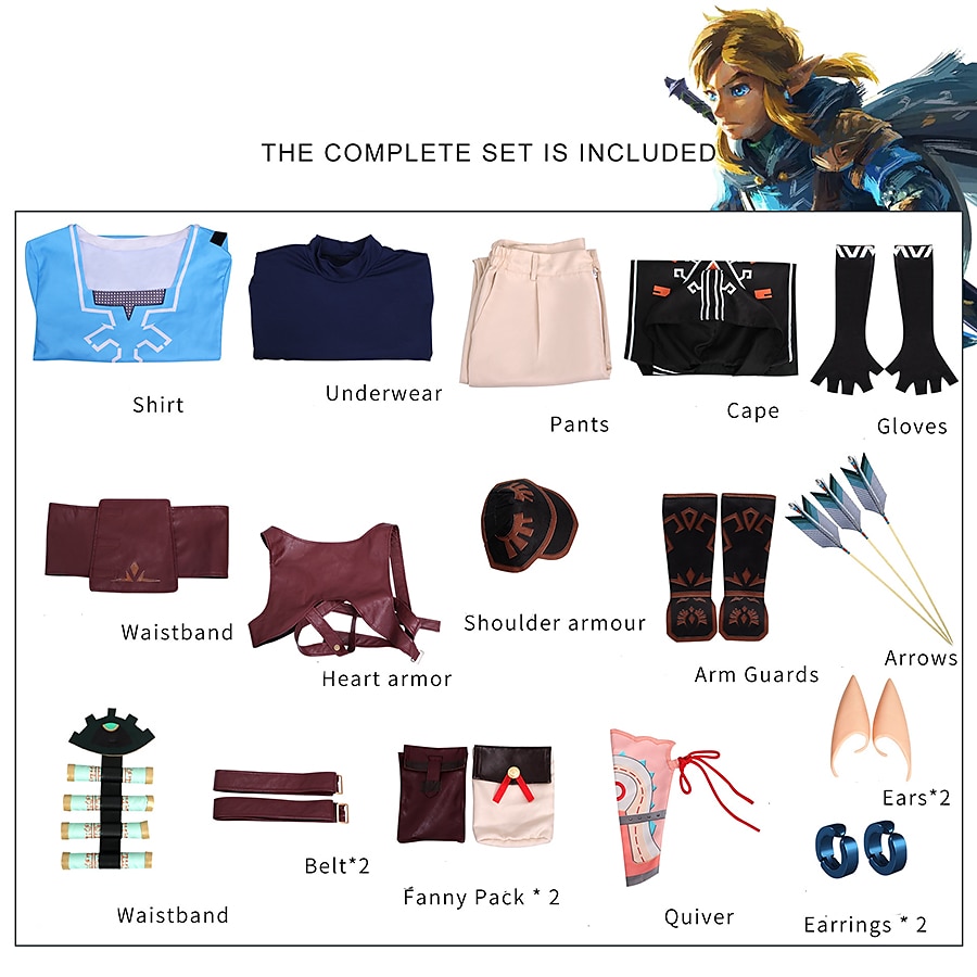 La légende de Zelda : les larmes du royaume Lien Manga Costume de cosplay Tenues Costumes de Cosplay Mascarade Plus d'accessoires Costume Pour Homme Femmes Adulte de 2025 ? $96.99 –P4