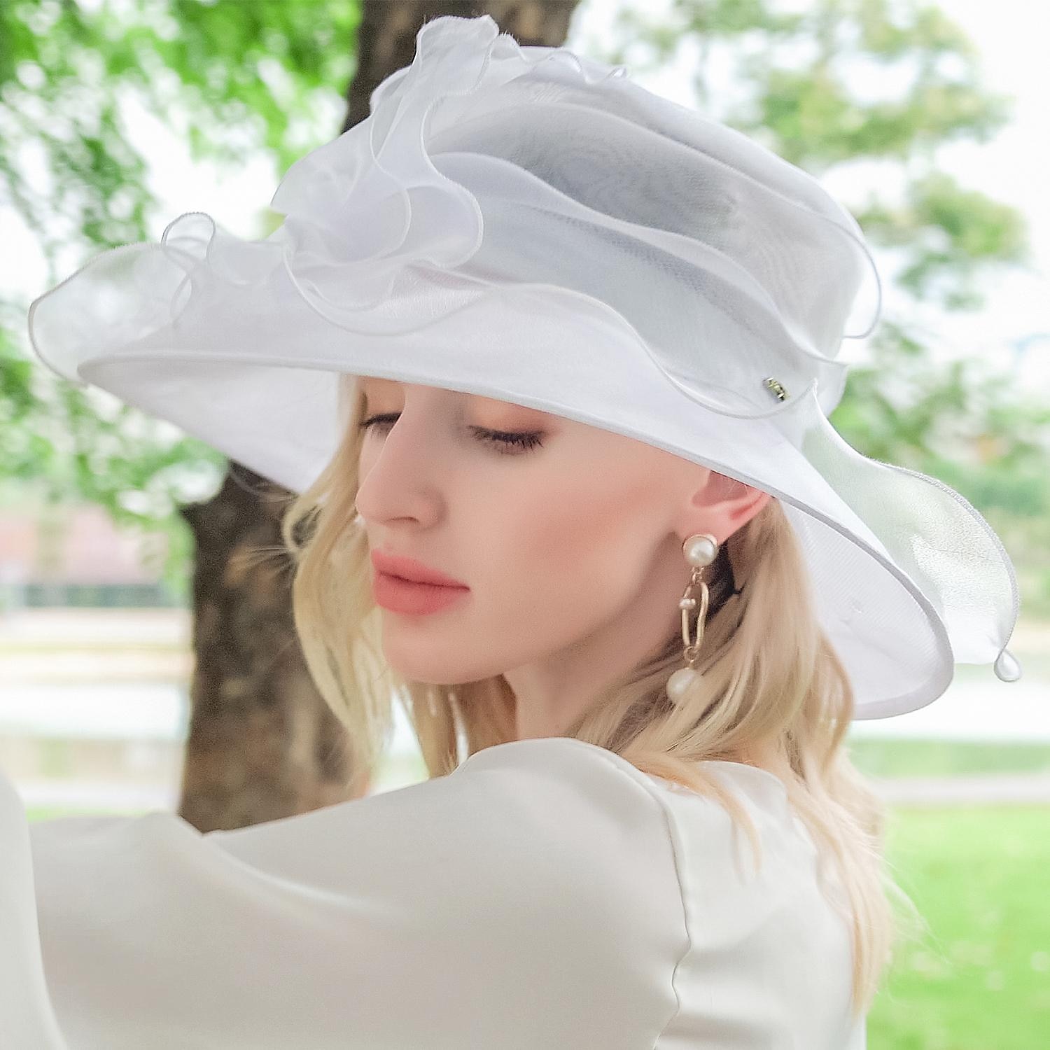 Chapéus de seda gelo bowler/cloche chapéu de sol casual chá festa elegante simples romântico com emenda headpiece headwear de 2026 por $34.99 –P1