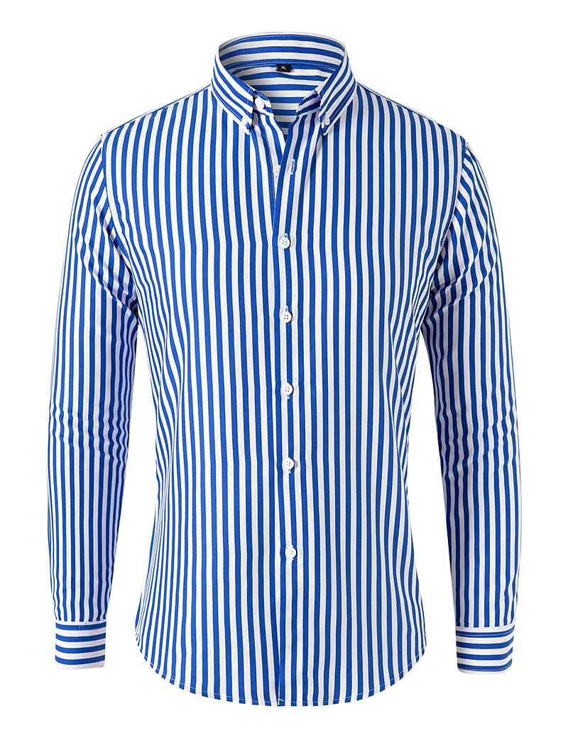 Men's Shirt Dress Shirt Button Down Shirt Black White Red Long Sleeve Stripes Lapel Spring &  Fall Office & Career Wedding Party Clothing Apparel 2025 - $21.99 –P7